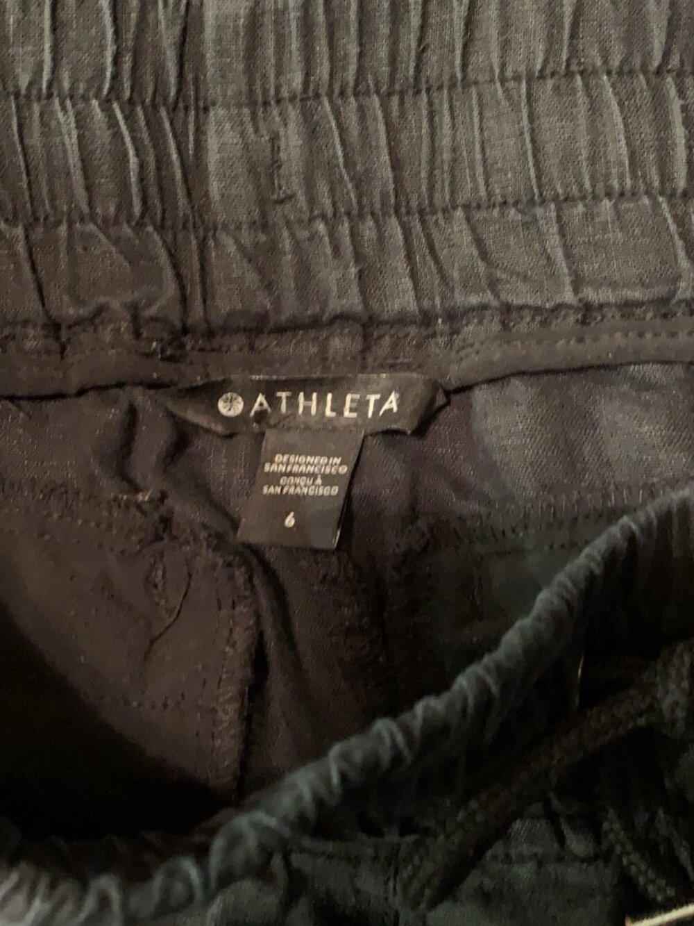 Athleta Women's Cabo Blue Linen Jogger Pants Pockets Zip Ankle Size 6 Athleisure - Picture 4 of 7